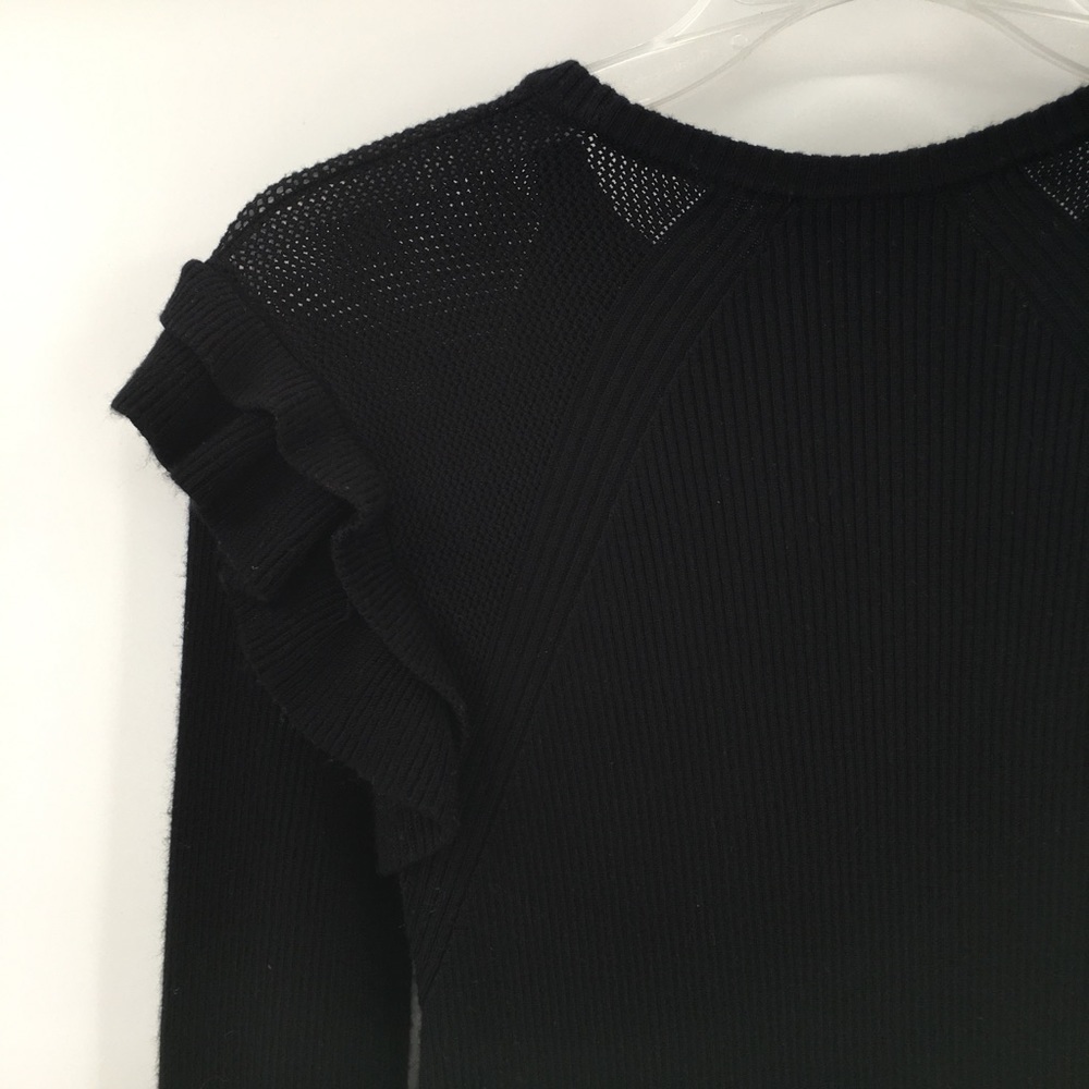 Marled Black Ruffled Sweater - Picture 5 of 9